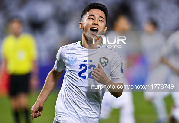 Abbosbek Fayazullaev of Uzbekistan celebrates after scoring a goal during the FIFA World Cup 2026 AFC Asian Qualifiers third round group A m...