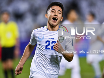 Abbosbek Fayazullaev of Uzbekistan celebrates after scoring a goal during the FIFA World Cup 2026 AFC Asian Qualifiers third round group A m...