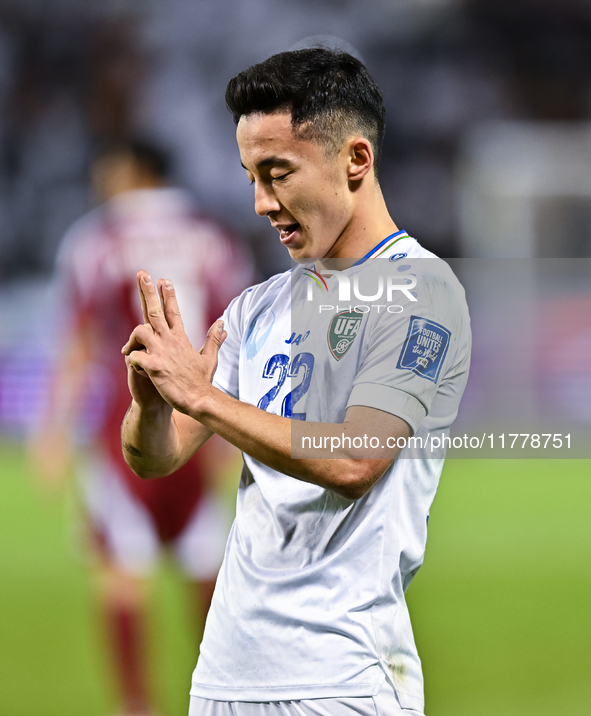 Abbosbek Fayazullaev of Uzbekistan celebrates after scoring a goal during the FIFA World Cup 2026 AFC Asian Qualifiers third round group A m...