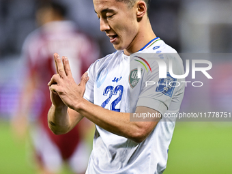 Abbosbek Fayazullaev of Uzbekistan celebrates after scoring a goal during the FIFA World Cup 2026 AFC Asian Qualifiers third round group A m...