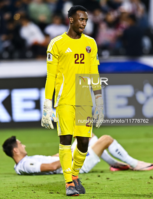 Meshaal Barsham (GK) (#22) of Qatar plays in the FIFA World Cup 2026 AFC Asian Qualifiers third round group A match between Qatar and Uzbeki...