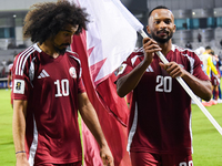 Players of Qatar applaud the fans after winning the FIFA World Cup 2026 AFC Asian Qualifiers third round group A match between Qatar and Uzb...