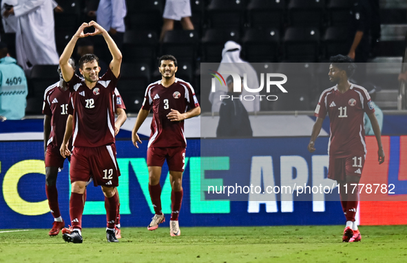 Lucas Mendes of Qatar celebrates with his teammates after scoring a goal during the FIFA World Cup 2026 AFC Asian Qualifiers third round gro...