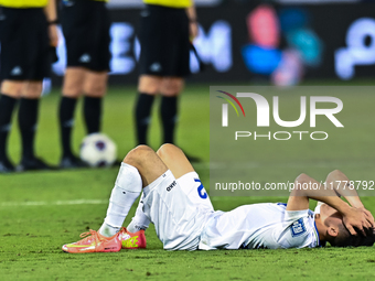 Abbosbek Fayazullaev (#22) of Uzbekistan shows his dejection after the FIFA World Cup 2026 AFC Asian Qualifiers third round group A match be...