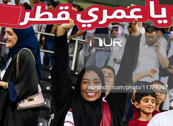 Fans of Qatar celebrate after winning the FIFA World Cup 2026 AFC Asian Qualifiers third round group A match between Qatar and Uzbekistan at...