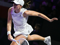 RIYADH, SAUDI ARABIA - NOVEMBER 05: Iga Swiatek of Poland during her match against Coco Gauff of USA, on day 4 of the 2024 WTA Finals, part...