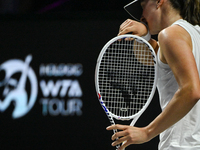 RIYADH, SAUDI ARABIA - NOVEMBER 05: Iga Swiatek of Poland during her match against Coco Gauff of USA, on day 4 of the 2024 WTA Finals, part...