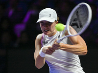 RIYADH, SAUDI ARABIA - NOVEMBER 05: Iga Swiatek of Poland during her match against Coco Gauff of USA, on day 4 of the 2024 WTA Finals, part...