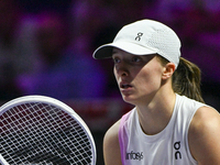 RIYADH, SAUDI ARABIA - NOVEMBER 05: Iga Swiatek of Poland during her match against Coco Gauff of USA, on day 4 of the 2024 WTA Finals, part...