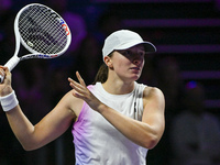 RIYADH, SAUDI ARABIA - NOVEMBER 05: Iga Swiatek of Poland during her match against Coco Gauff of USA, on day 4 of the 2024 WTA Finals, part...