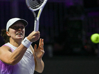 RIYADH, SAUDI ARABIA - NOVEMBER 05: Iga Swiatek of Poland during her match against Coco Gauff of USA, on day 4 of the 2024 WTA Finals, part...