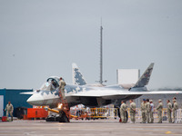 Russia's Su-57 stealth fighter is at the 2024 Zhuhai Air Show in Zhuhai, China, on November 14, 2024. (