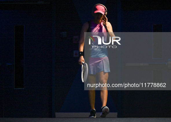 RIYADH, SAUDI ARABIA - NOVEMBER 07: Iga Swiatek of Poland seen before her match against Daria Kasatkina, on Day 6 of the 2024 WTA Finals, pa...