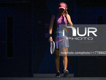 RIYADH, SAUDI ARABIA - NOVEMBER 07: Iga Swiatek of Poland seen before her match against Daria Kasatkina, on Day 6 of the 2024 WTA Finals, pa...