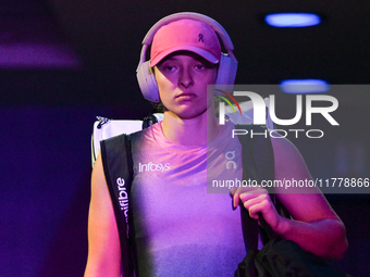 RIYADH, SAUDI ARABIA - NOVEMBER 07: Iga Swiatek of Poland seen before her match against Daria Kasatkina, on Day 6 of the 2024 WTA Finals, pa...