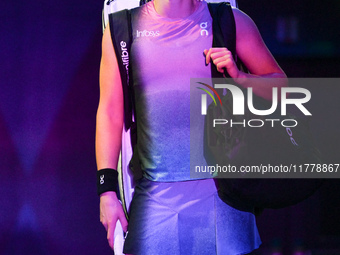 RIYADH, SAUDI ARABIA - NOVEMBER 07: Iga Swiatek of Poland seen before her match against Daria Kasatkina, on Day 6 of the 2024 WTA Finals, pa...