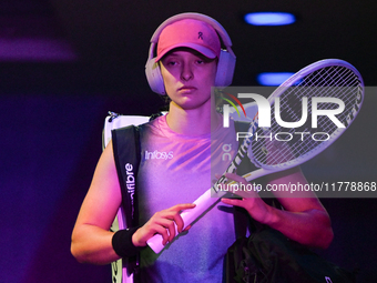 RIYADH, SAUDI ARABIA - NOVEMBER 07: Iga Swiatek of Poland seen before her match against Daria Kasatkina, on Day 6 of the 2024 WTA Finals, pa...