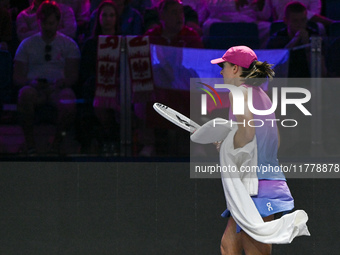 RIYADH, SAUDI ARABIA - NOVEMBER 07: Iga Swiatek of Poland during her match against Daria Kasatkina, on Day 6 of the 2024 WTA Finals, part of...