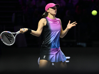 RIYADH, SAUDI ARABIA - NOVEMBER 07: Iga Swiatek of Poland during her match against Daria Kasatkina, on Day 6 of the 2024 WTA Finals, part of...