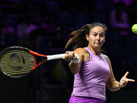 RIYADH, SAUDI ARABIA - NOVEMBER 07: Daria Kasatkina of Russia during her match against Iga Swiatek of Poland, on Day 6 of the 2024 WTA Final...