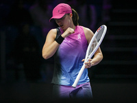 RIYADH, SAUDI ARABIA - NOVEMBER 07: Iga Swiatek of Poland during her match against Daria Kasatkina, on Day 6 of the 2024 WTA Finals, part of...