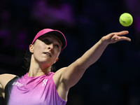 RIYADH, SAUDI ARABIA - NOVEMBER 07: Iga Swiatek of Poland during her match against Daria Kasatkina, on Day 6 of the 2024 WTA Finals, part of...