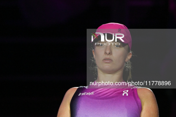 RIYADH, SAUDI ARABIA - NOVEMBER 07: Iga Swiatek of Poland during her match against Daria Kasatkina, on Day 6 of the 2024 WTA Finals, part of...