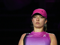 RIYADH, SAUDI ARABIA - NOVEMBER 07: Iga Swiatek of Poland during her match against Daria Kasatkina, on Day 6 of the 2024 WTA Finals, part of...