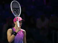 RIYADH, SAUDI ARABIA - NOVEMBER 07: Iga Swiatek of Poland during her match against Daria Kasatkina, on Day 6 of the 2024 WTA Finals, part of...