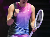 RIYADH, SAUDI ARABIA - NOVEMBER 07: Iga Swiatek of Poland during her match against Daria Kasatkina, on Day 6 of the 2024 WTA Finals, part of...