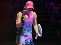 RIYADH, SAUDI ARABIA - NOVEMBER 07: Iga Swiatek of Poland during her match against Daria Kasatkina, on Day 6 of the 2024 WTA Finals, part of...