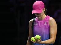 RIYADH, SAUDI ARABIA - NOVEMBER 07: Iga Swiatek of Poland during her match against Daria Kasatkina, on Day 6 of the 2024 WTA Finals, part of...