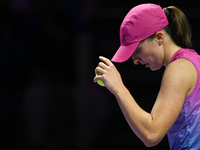 RIYADH, SAUDI ARABIA - NOVEMBER 07: Iga Swiatek of Poland during her match against Daria Kasatkina, on Day 6 of the 2024 WTA Finals, part of...