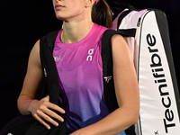 RIYADH, SAUDI ARABIA - NOVEMBER 07: Iga Swiatek of Poland seen after winning her match against Daria Kasatkina, on Day 6 of the 2024 WTA Fin...