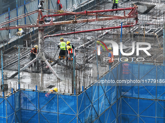 A building under construction by C&D Group is in Nanjing, China, on November 15, 2024. On November 15, 2024, the National Bureau of Statisti...