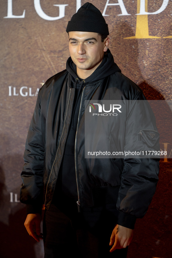 Giacomo Giorgio attends the ''Gladiator II'' (Il Gladiatore II) special screening red carpet at Auditorium Parco Della Musica in Rome, Italy...