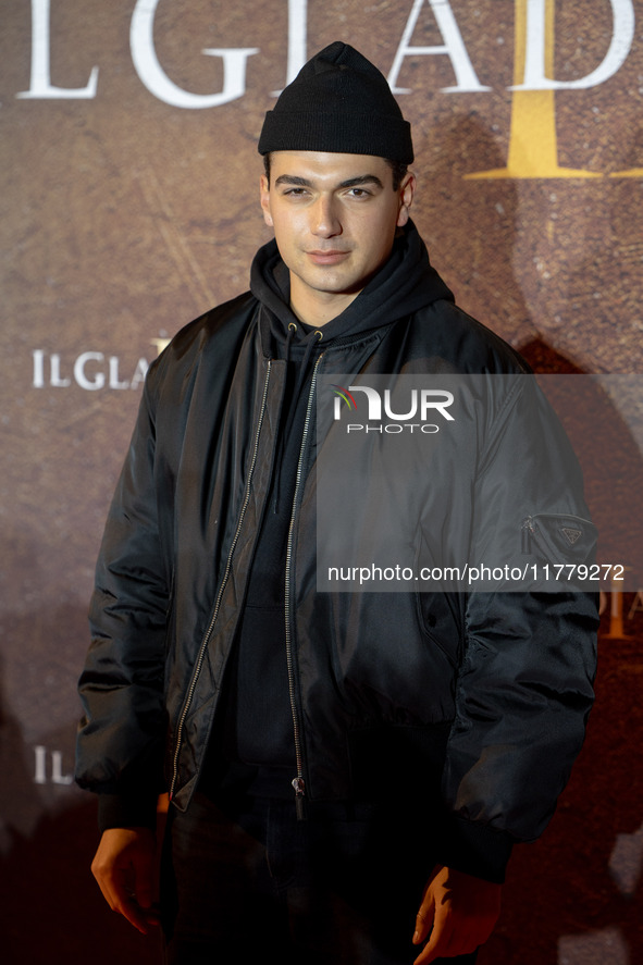 Giacomo Giorgio attends the ''Gladiator II'' (Il Gladiatore II) special screening red carpet at Auditorium Parco Della Musica in Rome, Italy...