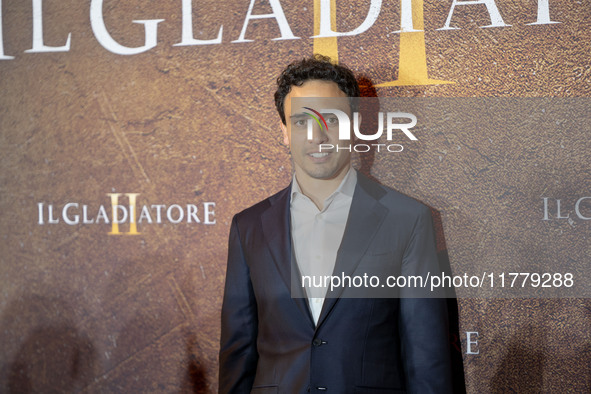 Simone Liberati attends the ''Gladiator II'' (Il Gladiatore II) special screening red carpet at Auditorium Parco Della Musica in Rome, Italy...