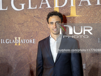 Simone Liberati attends the ''Gladiator II'' (Il Gladiatore II) special screening red carpet at Auditorium Parco Della Musica in Rome, Italy...