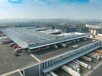 An aerial photo shows the newly operational STO Express Hefei transit center in Hefei, China, on November 13, 2024. (