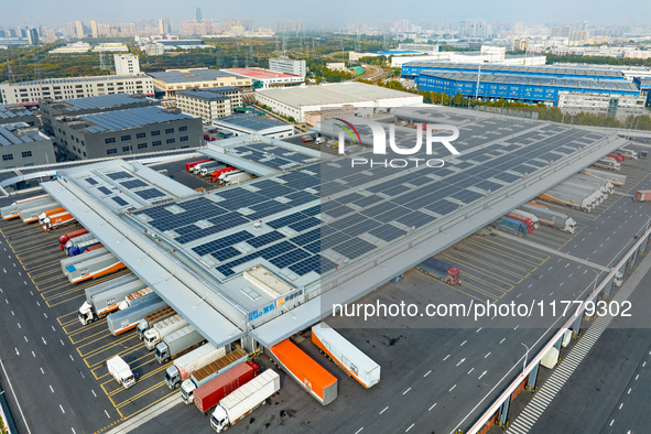 An aerial photo shows the newly operational STO Express Hefei transit center in Hefei, China, on November 13, 2024. 