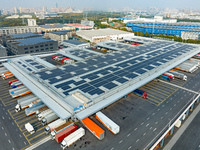 An aerial photo shows the newly operational STO Express Hefei transit center in Hefei, China, on November 13, 2024. (