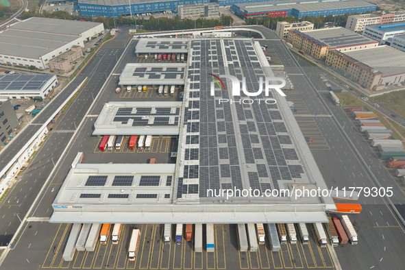 An aerial photo shows the newly operational STO Express Hefei transit center in Hefei, China, on November 13, 2024. 