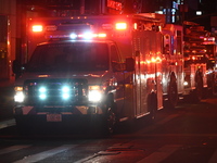 FDNY firefighters respond to a commercial high-rise fire on West 48th Street in Manhattan, New York, United States, on November 15, 2024. Th...