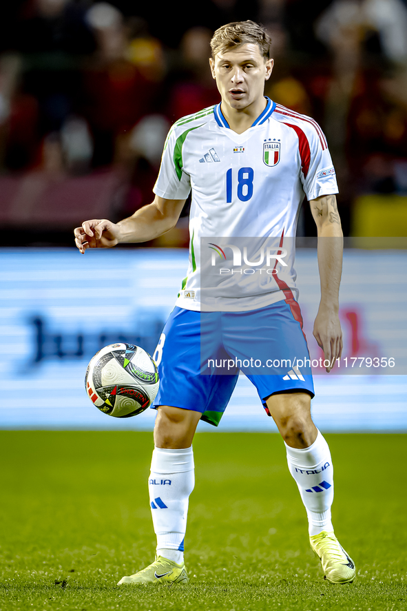 Italy midfielder Nicolo Barella plays during the match between Belgium and Italy at the King Baudouin Stadium for the UEFA Nations League -...