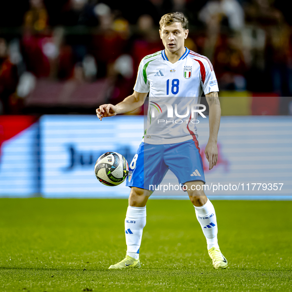 Italy midfielder Nicolo Barella plays during the match between Belgium and Italy at the King Baudouin Stadium for the UEFA Nations League -...