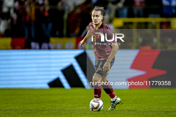 Belgium defender Arthur Theate plays during the match between Belgium and Italy at the King Baudouin Stadium for the UEFA Nations League - L...