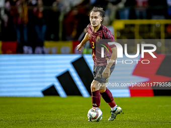 Belgium defender Arthur Theate plays during the match between Belgium and Italy at the King Baudouin Stadium for the UEFA Nations League - L...