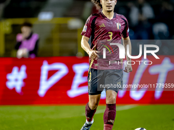 Belgium defender Arthur Theate plays during the match between Belgium and Italy at the King Baudouin Stadium for the UEFA Nations League - L...