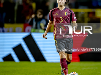 Belgium defender Arthur Theate plays during the match between Belgium and Italy at the King Baudouin Stadium for the UEFA Nations League - L...